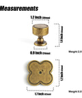 Top Shelf Antique Brass Cabinet Knobs With Quatrefoil Backplate slick vintage drawer pulls dimensions and weight measurements.