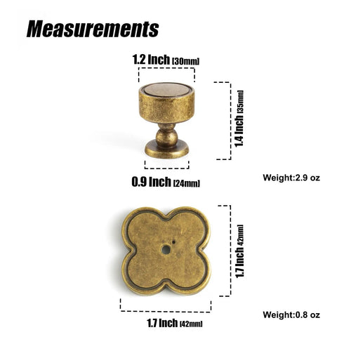 Top Shelf Antique Brass Cabinet Knobs With Quatrefoil Backplate slick vintage drawer pulls dimensions and weight measurements.