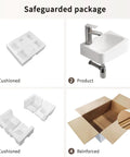 HAOCHRYSYPH Wall-Mounted Bathroom Sink, Ceramic, Milk White, 14x10 in. cushioned packaging and reinforced box display.
