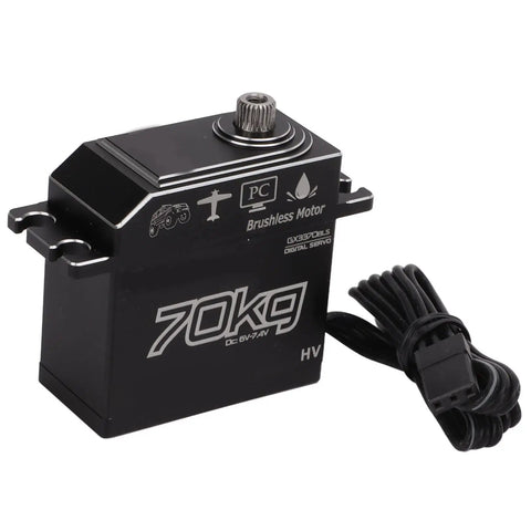 Beast Mode 70Kg Brushless Digital Servo with stainless steel housing for 1/8 and 1/10 RC crawler builds.