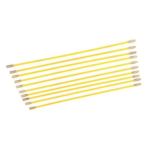 Super Cool 10 Pack 4mm Fiberglass Fish Tape Rods With Solid Brass Connectors For Easy Pulling Wire Through Walls Attics And Ceilings Without A Hassle, 10 yellow rods