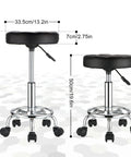 Round Rolling Stool With PU Leather Seat, Height Adjustable From 19.6 To 25.5 Inches, 360 Degree Swivel, Durable Wheels, Black Esthetician Chair