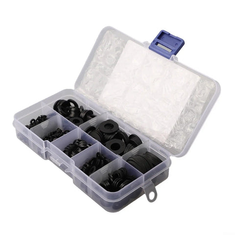 Durable Nylon Washers Assortment Kit 500 Pcs Flat Insulated Corrosion Free M2 To M10 For Industrial Auto And Electrical Repairs open storage box