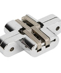 Concealed Cabinet Door Hinge Set, Heavy Duty Zinc Alloy, Silver Finish, ideal for cabinets and furniture, 2 units.