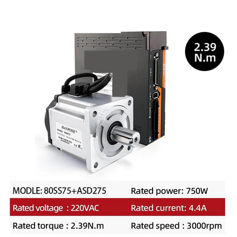 Beefy 750W Servo Motor Drive Kit For CNC Router With 5.0A And 2.39N.m Torque, 3000 RPM, AC200-240V ASD275 Servo Driver