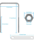Diagram of Six Pack Square U Bolts 3/8 Inch Thread, 4 Inch Inner Width, 7 Inch Overall Length, 304 Stainless Steel With Washers And Nuts