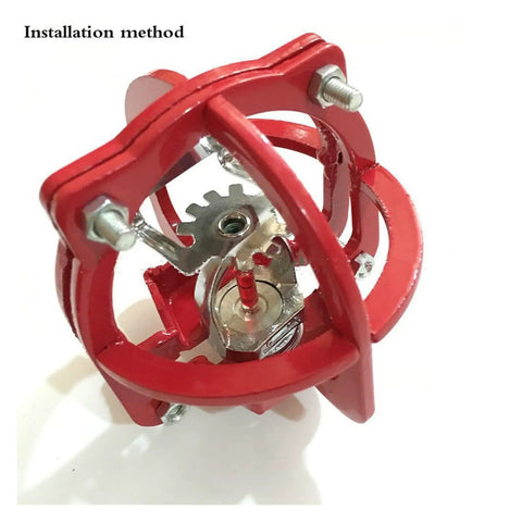 Heavy Duty Fire Sprinkler Head Protection Cage Bracket For DN15 And DN20 Systems Crafted From Solid Stainless Steel Featuring A Slick Red Guard installation method view