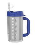 Hella Insulated 32 Oz Travel Tumbler For Cold Drinks With Leak Proof Snap Lid And Flex Straw, transparent with measurements.
