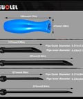 Dimensions of 5 Piece Wire Insertion Tool Set For Automotive Wiring, Pro Grade DIY Friendly Cable Sheath Protector tools shown.