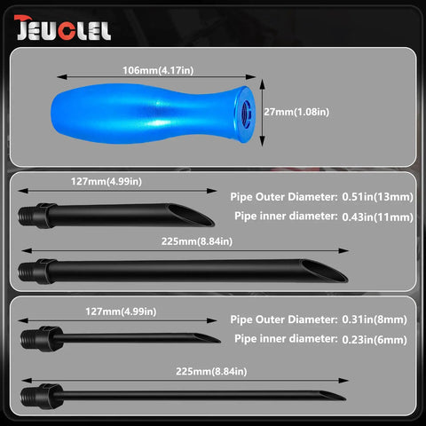 Dimensions of 5 Piece Wire Insertion Tool Set For Automotive Wiring, Pro Grade DIY Friendly Cable Sheath Protector tools shown.