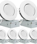 4 Inch LED Recessed Lights 4 Pack Adjustable Gimbal Eyeball With Junction Box 5 CCT Selectable Airtight IC Rated 9W 750LM
