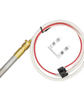 Front view: RURBRIN LP thermopile sensor with brass threaded end, white/red lead, and 2-pin connector; mounting clip