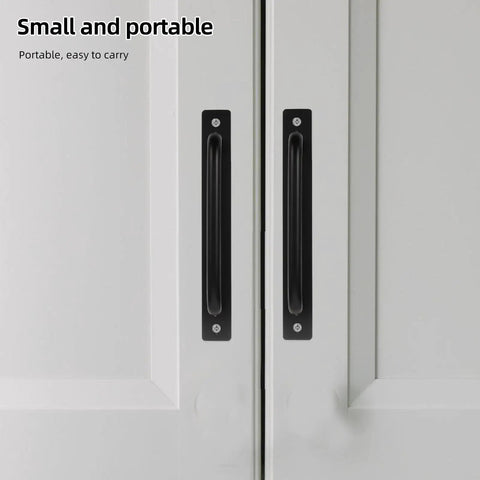 Sliding Barn Door Pull Handles Set In Black Aluminum 128mm Hole Spacing Easy Install Sleek on white doors