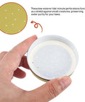 Hand holding 8 Pack Metal Bee Feeders For Beehives Entrance Lid Water And Sugar Syrup Feeder Set Perforated Design
