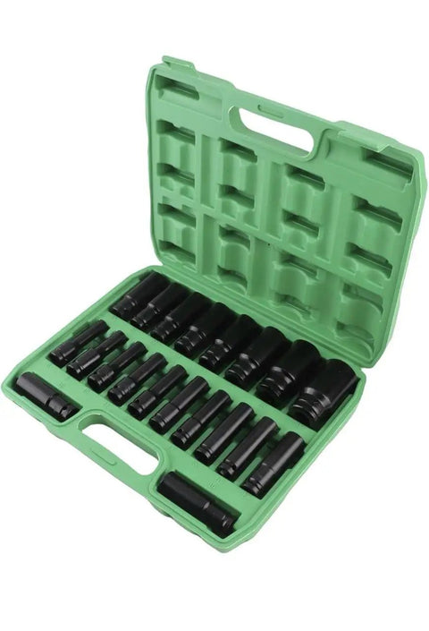 Premium Rust Proof Electric Hex Key Socket Kit With 20 Versatile Allen Adapter Bits For Heavy Duty Drilling And Tough Diy Repair Jobs, green case