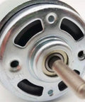 Close-up of Beefy 775 DC Gear Motor, 18V 120W With Ball Bearing showing shaft and housing, ideal for RC, robotics projects