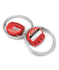 Lockout Tagout Cable Lock Eight Pack Adjustable Steel Vinyl Coated Cable Lockout Three Sixteenth Inch Diameter Five Point Nine Foot Length Red Heavy Duty Safety Gear For Lockout Procedures Worksite Ready Must Have, showing two red lockout devices with steel cables.