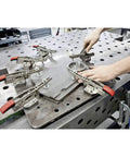 STC HH50 Toggle Clamp Open Arm 40 Mm Grey Red Beefy Workhorse Adjustable Clamp Up To 2500 Newtons For Milling Or Fabrication With Horizontal Base Plate For Secure Woodworking And Metalworking Projects on metal jig table