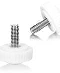 Two Piece Security Quick Thumb Screws Designed For MyQ Smart Garage Door Video Keypad, stainless steel and white plastic for easy installation.