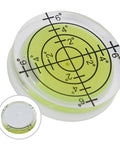 32mm for acrylic Bubble Level Round Circular for spirit Gauge(2) with yellow liquid and precision markings.