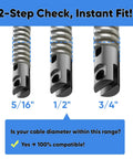Tough As Nails Nine Piece Drain Auger Drill Attachment Kit showing 5/16, 1/2, and 3/4 inch cable compatibility for plumbing use.