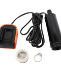 Workhorse Cordless Submersible Sump Pump With Zero Hassle Setup And Grab And Go Convenience Delivering Straight Up Reliable Power parts including battery charger, pump, and filter.