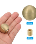 25mm Ball Lamp Finial Caps Knob Set Bronze Finish Solid Brass For Table And Floor Lamps 2 Pack With M10 Male To One Quarter Twenty Seven Female Brass Adapter Decorative Screw Cap Nuts shown in hand