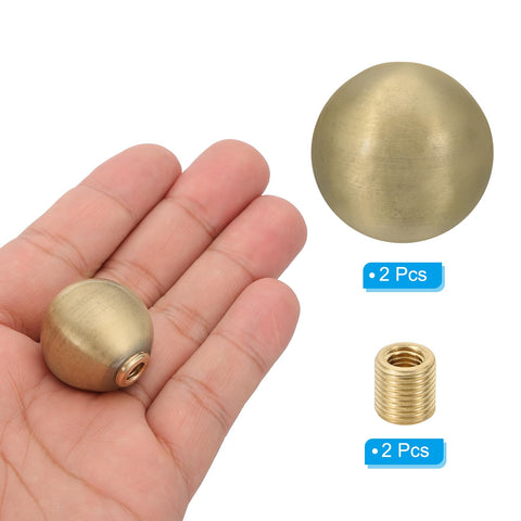 25mm Ball Lamp Finial Caps Knob Set Bronze Finish Solid Brass For Table And Floor Lamps 2 Pack With M10 Male To One Quarter Twenty Seven Female Brass Adapter Decorative Screw Cap Nuts shown in hand