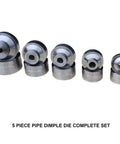 Pipe Dimple Dies Five Piece Set for Off Road Fabrication CNC Machined 4140 Chrome Moly Steel side view, Oregon made