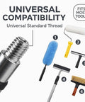 Telescopic Extension Pole 3 Ft Aluminum Alloy With Flip Lock, universal thread compatibility for multiple cleaning tools