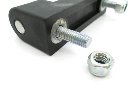 Close-up of Hinge Block Assembly For Backhoe And Heavy Machinery Models Part No 331/31247 Replacement Kit with bolt and nut, OEM quality