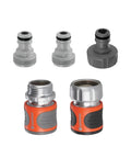 5-Piece Premium Metal Quick Connect Hose Fittings Kit for Half Inch Or Five Eighth Inch Hoses, various connectors visible
