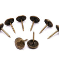 Top Shelf Metal Upholstery Tacks And Furniture Nails For Vintage Diy Makeovers, Rust Resistant Heavy Duty Headpins, 100 Piece Pack showing retro bronze tacks with hammered heads.