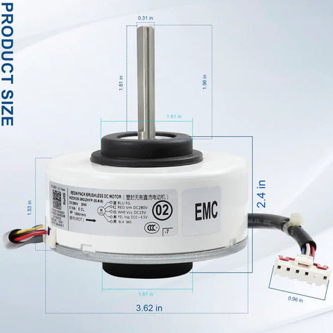 WZDK20-38G Brushless DC Fan Motor For Central Inverter Air Conditioners OEM Part dimensions and connections visible