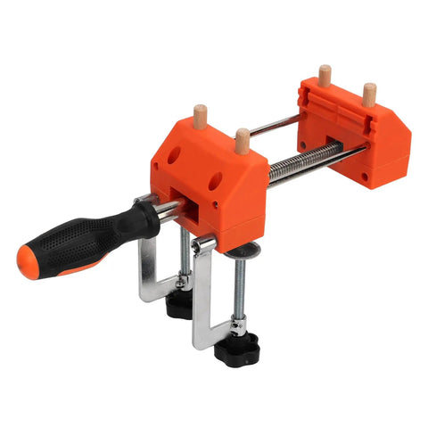 Durable Home Vise Table Work Bench Clamp With Stainless Steel Body And Non Slip Abs Jaws For Easy Woodworking Clamping Projects Plus Quick Clip Installation, orange ergonomic handle.