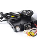 Quad Band 50W Cross Band Car Ham Radio With Alphanumeric Display CTCSS DCS DTMF 2 Tone 5 Tone FM Transceiver Covers 10M 6M 2M And 70CM Bands Remote Mount Ready High Power Mobile Radio For Enthusiasts with keypad mic and coiled cord.