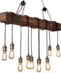 10 Light Rustic Wood Chandelier Pendant Light With Adjustable Suspension Chain Industrial Farmhouse Ceiling Fixture