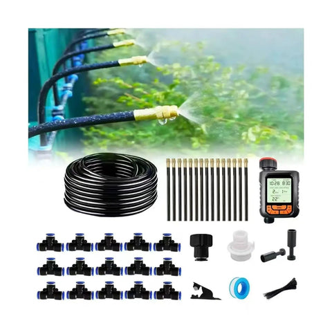 Drip Irrigation Kit With Timer And Quick Connect, Automatic Garden Watering System For Lawn And Plants, 65 Ft Tubing, components