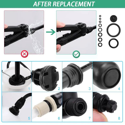 11 Piece Sprayer Seal Ring Set With Rubber Base Pad Universal Gasket Kit For Most 3L 5L 8L Sprayers And 1 Gallon 2 Gallon Systems Irrigation Accessories Durable Rubber Seals 1 Pack, spray head seals