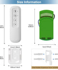 Universal Ceiling Fan Remote Control Kit With 3 Speed Settings And Light Dimmer dimensions and wall mount installation details