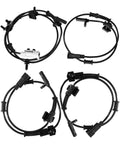 Four black ABS wheel speed sensor cables with connectors for front and rear wheels