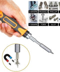 Heavy Duty Ratchet Screwdriver Set With Magnetic Bits, Sleek Mechanic Tool Kit For Tough Household Repairs And Handyman Jobs You Gotta Get Done Fast, orange handle