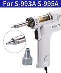 Electric desoldering pump for S993A S995A with interchangeable copper tips and nozzle, featuring Three Piece Desoldering Nozzle Set Copper Tips 1.0mm 1.5mm 2.0mm For S993A S995A Electric Vacuum Desoldering Pump Solder Sucker Gun Replacement Durable DIY Friendly.