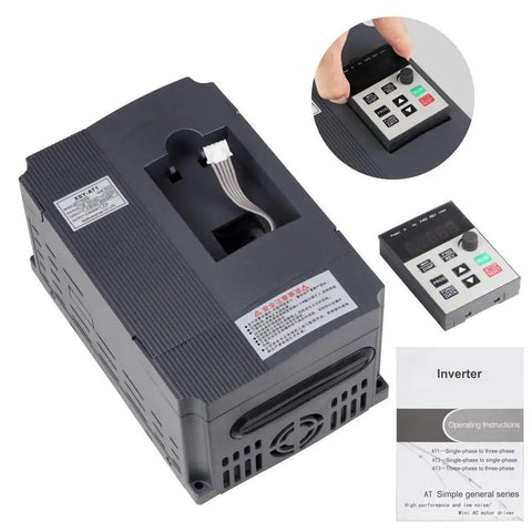 220V 2.2KW Variable Frequency Drive VFD Inverter for Spindle Motor Speed Control displayed with control panel and manual