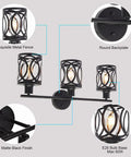Three Light Industrial Vanity Light Fixture In Black Farmhouse Wall Sconce, round backplate, metal fence design, E26 base