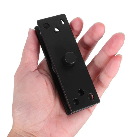Heavy Duty Concealed Rotating Pivot Hinges 2 Pack In Stainless Steel Black, built to last, shown in hand