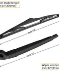 Badass Off Road Rear Wiper Arm And Blade Kit For Jeep Wrangler Jk 2007 2017 showing 12 inch arm and 13 inch blade measurements.