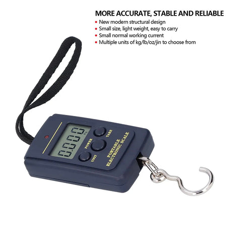 Portable electronic steelyard, hanging hook scale with digital display for accurate industrial use.