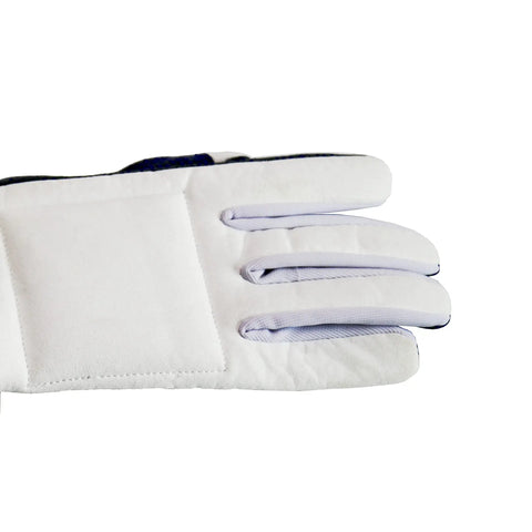 Left Hand Padded Fencing Glove For Foil Epee And Saber, Leather Sheepskin Mitt With Palm Padding, Size Small, shown flat