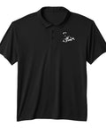 Dope Paramotor Inspired Performance Polo Shirt For Powered Paragliding With Moisture Wicking Polyester UPF 50 Fabric, black front view